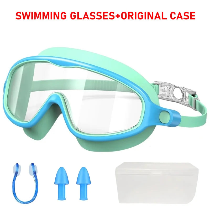 Large Frame Swimming Goggles Wide View No Leaking Anti Fog UV Protection Pool Glasses for Boys Girls Kids Youth Toddler 3-15