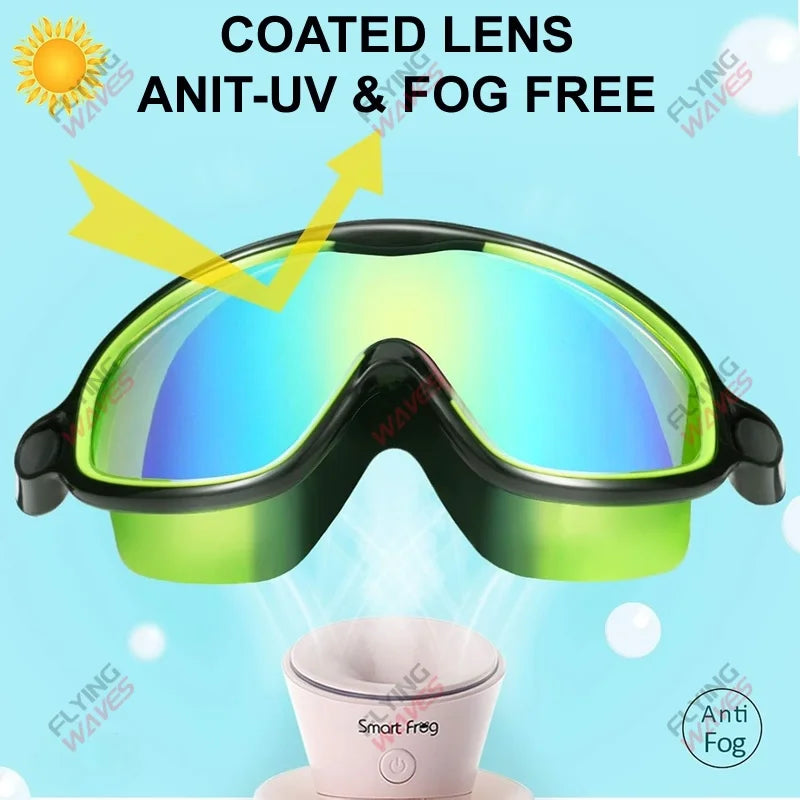Large Frame Swimming Goggles Wide View No Leaking Anti Fog UV Protection Pool Glasses for Boys Girls Kids Youth Toddler 3-15