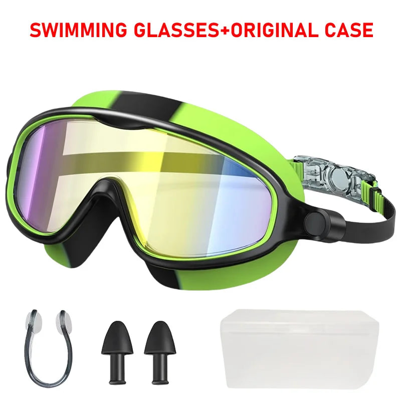 Large Frame Swimming Goggles Wide View No Leaking Anti Fog UV Protection Pool Glasses for Boys Girls Kids Youth Toddler 3-15