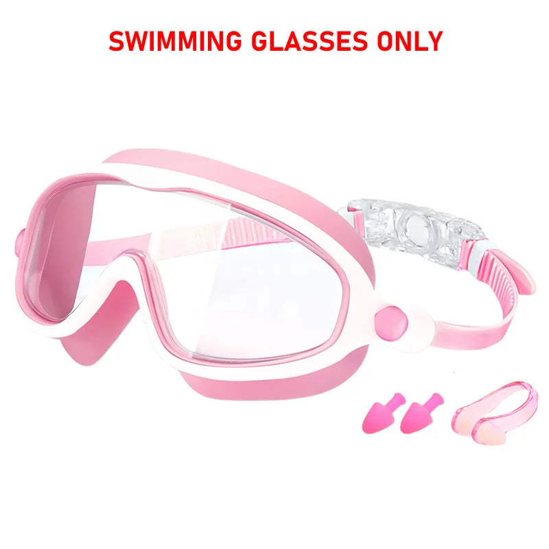 Large Frame Swimming Goggles Wide View No Leaking Anti Fog UV Protection Pool Glasses for Boys Girls Kids Youth Toddler 3-15