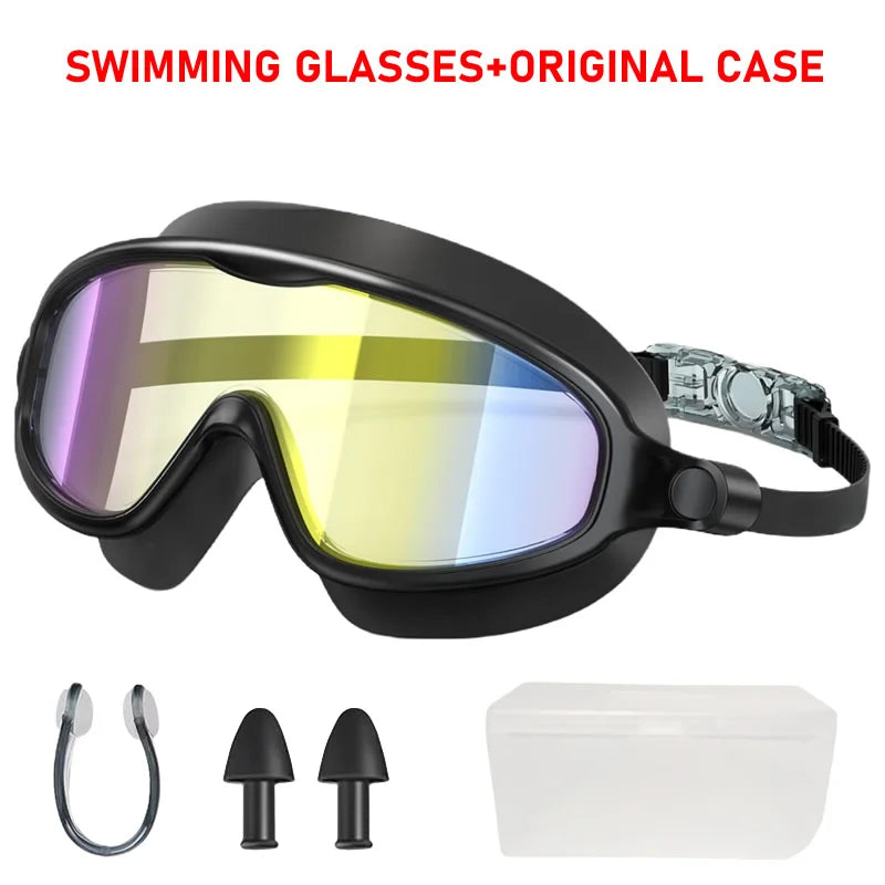 Large Frame Swimming Goggles Wide View No Leaking Anti Fog UV Protection Pool Glasses for Boys Girls Kids Youth Toddler 3-15