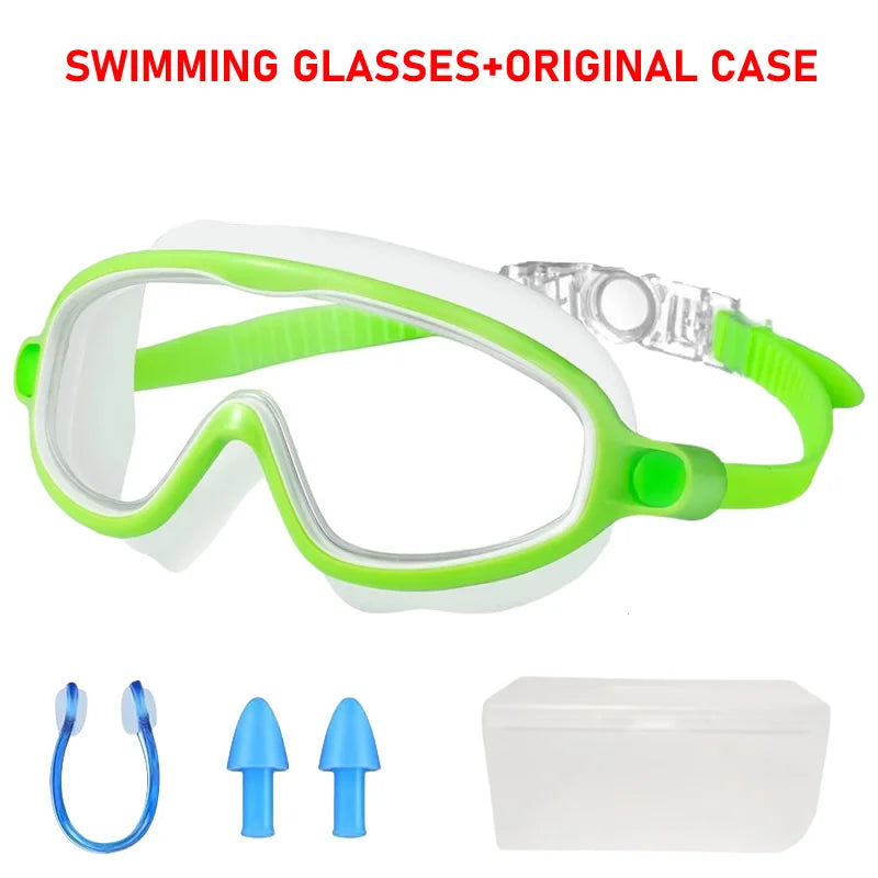 Large Frame Swimming Goggles Wide View No Leaking Anti Fog UV Protection Pool Glasses for Boys Girls Kids Youth Toddler 3-15